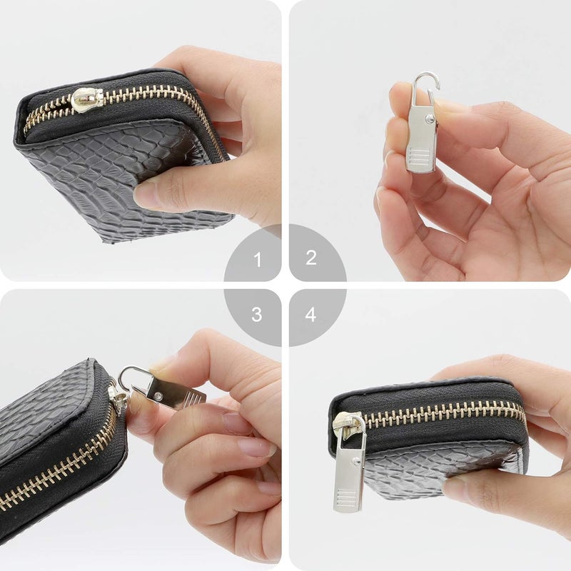 FENGWANGLI Zipper Pull Replacement, 8 Pieces Detachable Zipper Pull Tab Repair Kit for Luggage Clothing Jackets Backpacks Boots Purse Coat, 4 Colors(Silver, Black, Steel and Gold) - Image 4